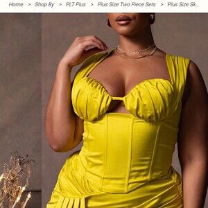 NEW PLT Chartreuse Satin Corset Ruched Cup Top
